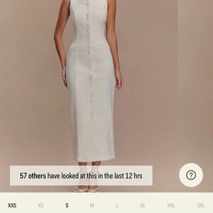 Meshki Cream Sheath Halter Midi Dress